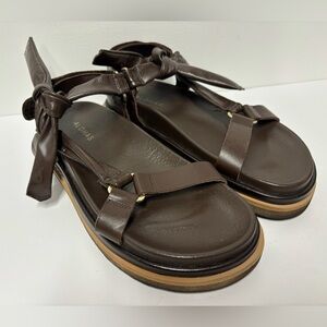ALOHAS Sandalina Tied Together Brown Leather Ankle Strap Sandals Women’s 7-7.5